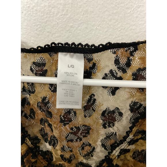 VTG Y2K V-Neck Sheer Lace Animal Print Cheetah Sleeveless Tank Top Sz Large - Picture 4 of 6